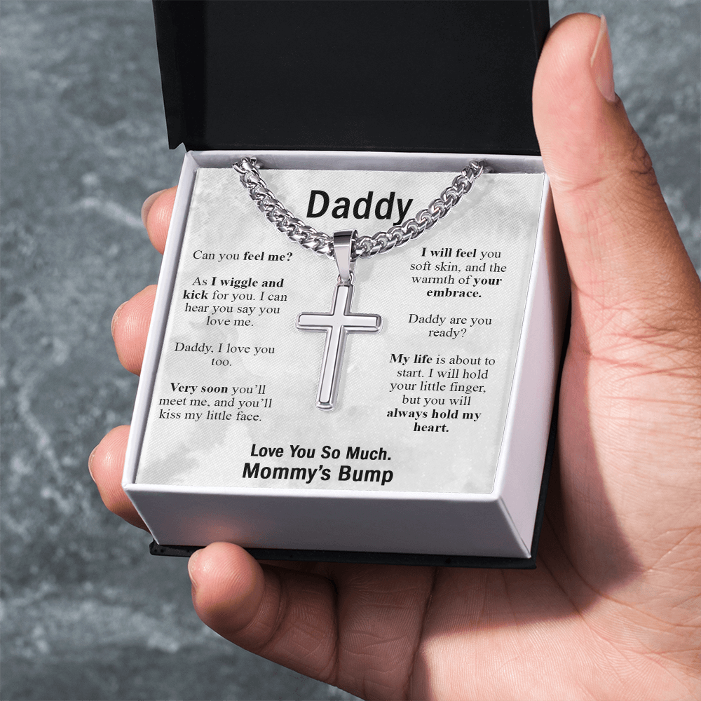 Daddy Gift Necklace, To My Dad Cross Necklace From Daughter, Mommy's Bump Necklace, Father And Daughter Cross Pendant, Jewelry Gift For Men, Mans Gift Necklace To Necklace For Dad From Daughter