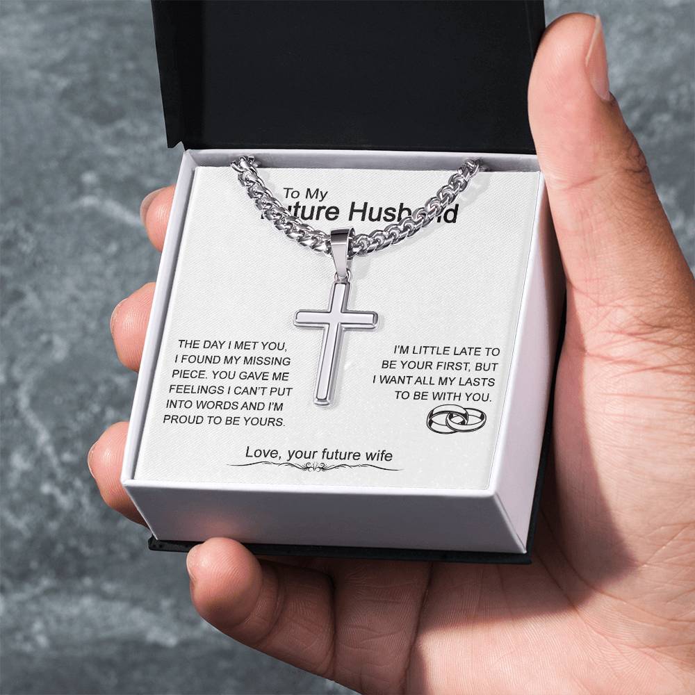 To My Future Husband Cross Necklace From Wife, Soulmate Jewelry Gift For Men, Mans Gift Necklace, Husband And Wife Cross Necklace Pendant, Future Husband Gift Necklace, Cross Necklace Gift For Him