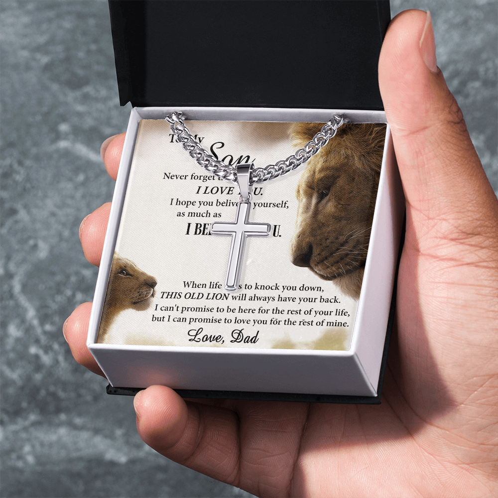 Son Lion Gifts Necklace from Dad, To My Son Cross Necklace Gift from Dad, My Son Necklace from Dad, Father And To My Son Cross Necklace from Dad, Graduation Gift for Son from Dad, Lion Dad and Son