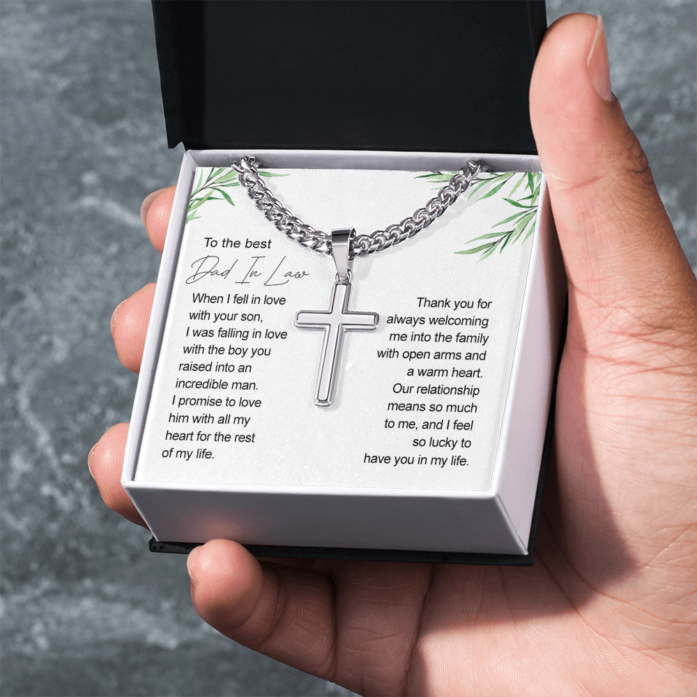 Father In Law Gift Father Of The Groom Wedding Gift For Father In Law From Bride, Jewelry For Men, Man Necklace Pendant, Stainless Cross Necklace Gift For Dad, Cross Necklace Gift On Wedding For Dad