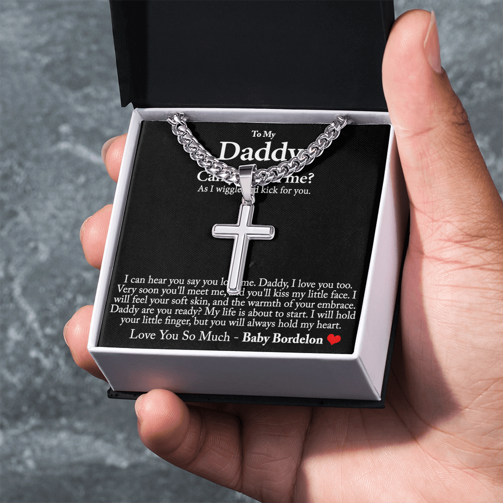 Daddy Cross Pendant, To My Dad Cross Necklace From Daughter, Jewelry Gift For Men, Father And Daughter Cross Necklace I Love You Daddy Necklace Gift For Dad, Father's Day Cross Necklace For Dad