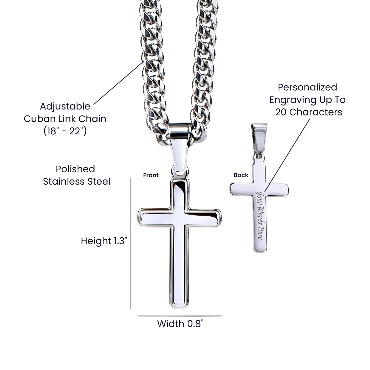 Personalized Step Dad Gifts Necklace - Step Dad Cross Necklace From Daughter, Birthday Present For Bonus Dad Necklace, Stepped Up Dad From Son To My Stepdad with Message Card And Jewelry For Man
