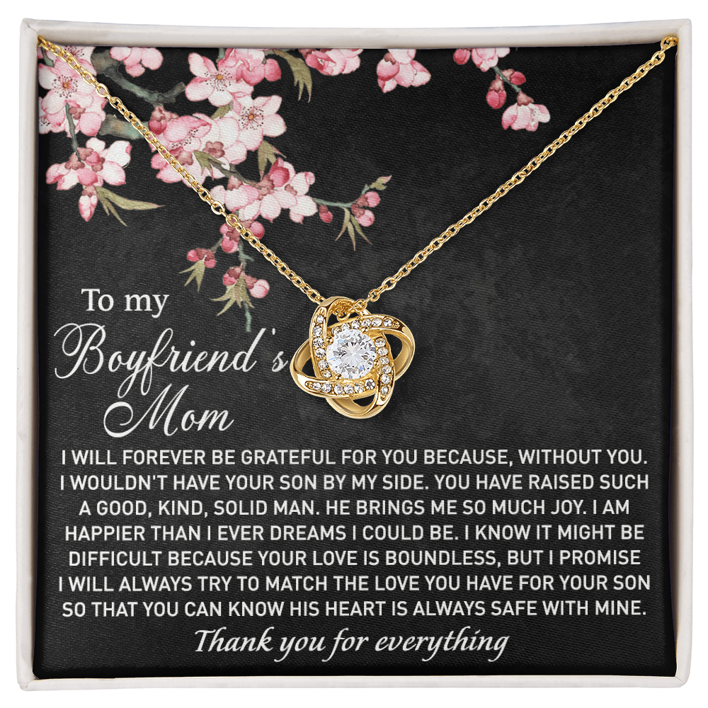 To My Boyfriend's Mom Necklace From Girlfriend, Gifts Necklace For Boyfriends Mom, Boyfriends Mom Love Knot Necklace Gift On Birthday Gift, Mothers Day, Christmas Anniversary, Jewelry For Women