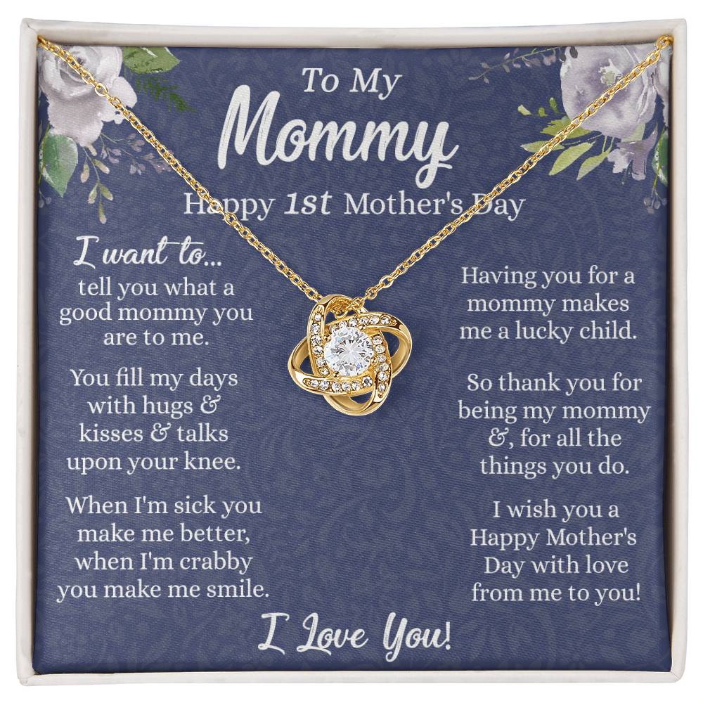 1st Mother's Day Necklace Gift, To My Mommy Love Knot Necklace From Daughter, Necklace Gift For Mom, Happy Mother's Day Necklace, Birthday Necklace For Mom Anniversary Jewlry Gift For Women