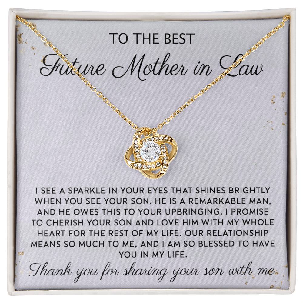 Future Mother In Law Necklace, To The Best Future Mother In Law Necklace From Son, Mother of the Groom Gift Necklace From Bride Wedding Gift Love Knot Pendants from Bride, Jewelry Gift For Women