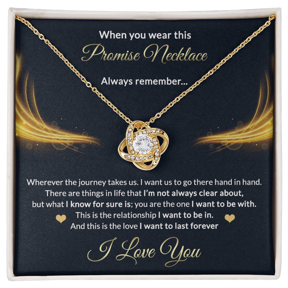 Promise Gift Necklace From Men, Jewelry Gift for Girls, Girlfriend - Promise Love Knot Necklace Gift for Women On Valentines Day, Anniversary, Long Distance Relationship Gifts Love Knot Pendant