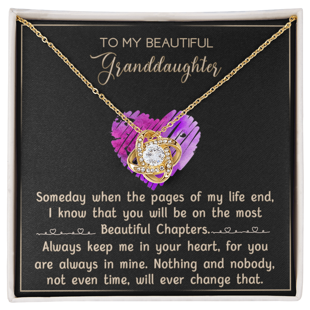 Granddaughter And Grandma Necklace, Gift Necklace For Granddauhter - To My Beautiful Granddaughter Necklace From Grandma, Love Knot Necklace For Granddaughter, Beautiful Granddaughter Necklace
