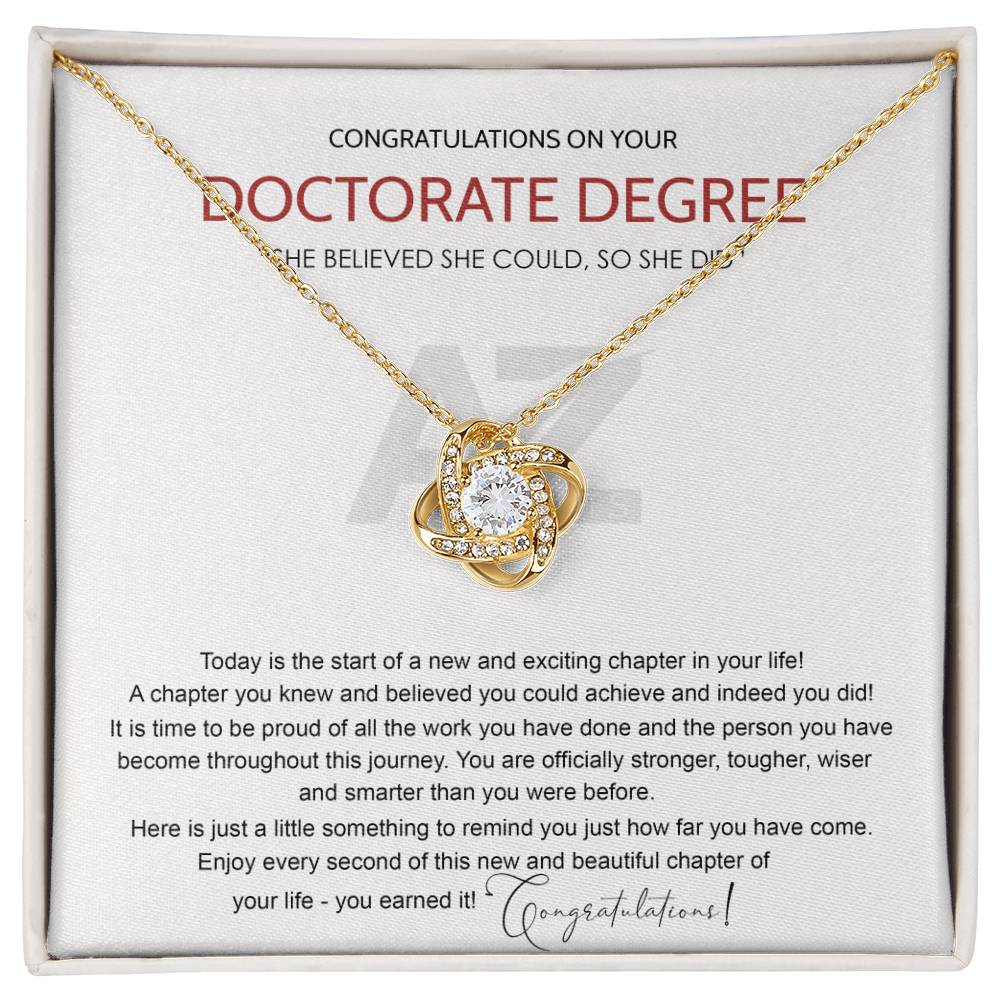 AZGifts Doctorate Degree Graduation Gift Necklace, PhD, Doctoral Graduation Gift, Graduating Doctorate Degree Graduation, With Message Card and Gift Box Necklace Love Knot Necklace chong hj