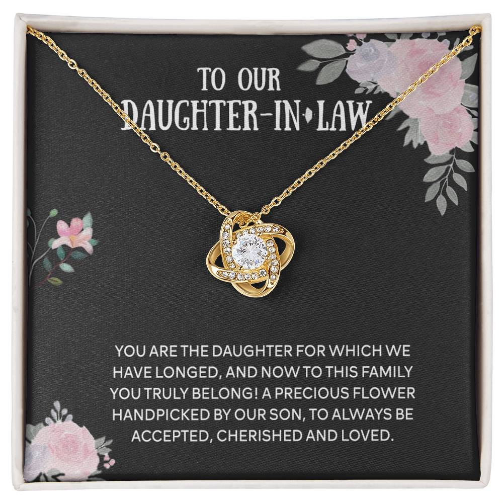 Personalized Gift Necklace From Mother In Law - Daughter Love Knot, To Our Daughter-In-Law Gift Necklace From Mother-in-Law, Daughter-in-Law Pendant Gift On Birthday Gift, Graduation Gift