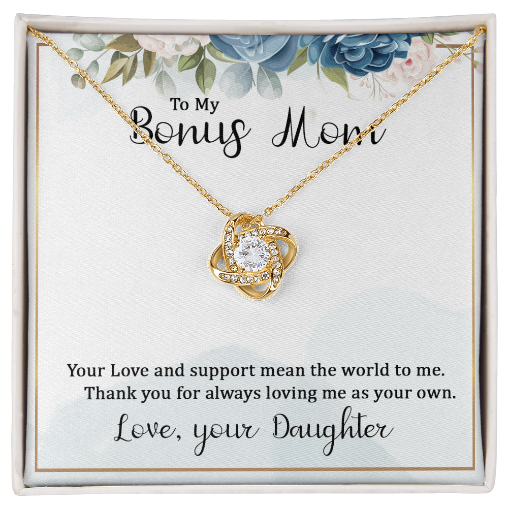 Bonus Mom Gift Necklace, Bonus Mom And Bonus Daughter Love Knot Necklace, To My Bonus Mom Necklace From Daughter, Thank You For Always Mom Necklace Gift On Mother's Day, Birthday Gift Anniversary