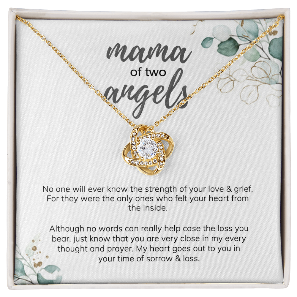 Mama Love Knot Necklace, Mama Of Two Angels Necklace From Daughter, Love And Grief Necklace Gift For Mom, Mother's Day Necklace Gift For Mom, Jewelry Gift For Mom From Daughter Gift Necklace To Mom