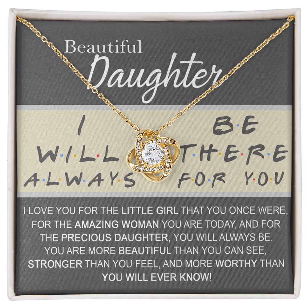 Daughter Gift Necklace Message Card Jewelry - Getting Card For Daughter, Custom Card For Little Girl, To My Beautiful Daughter Love Knot Necklace Gift From Mom - Mother And Daughter Gift Jewelry