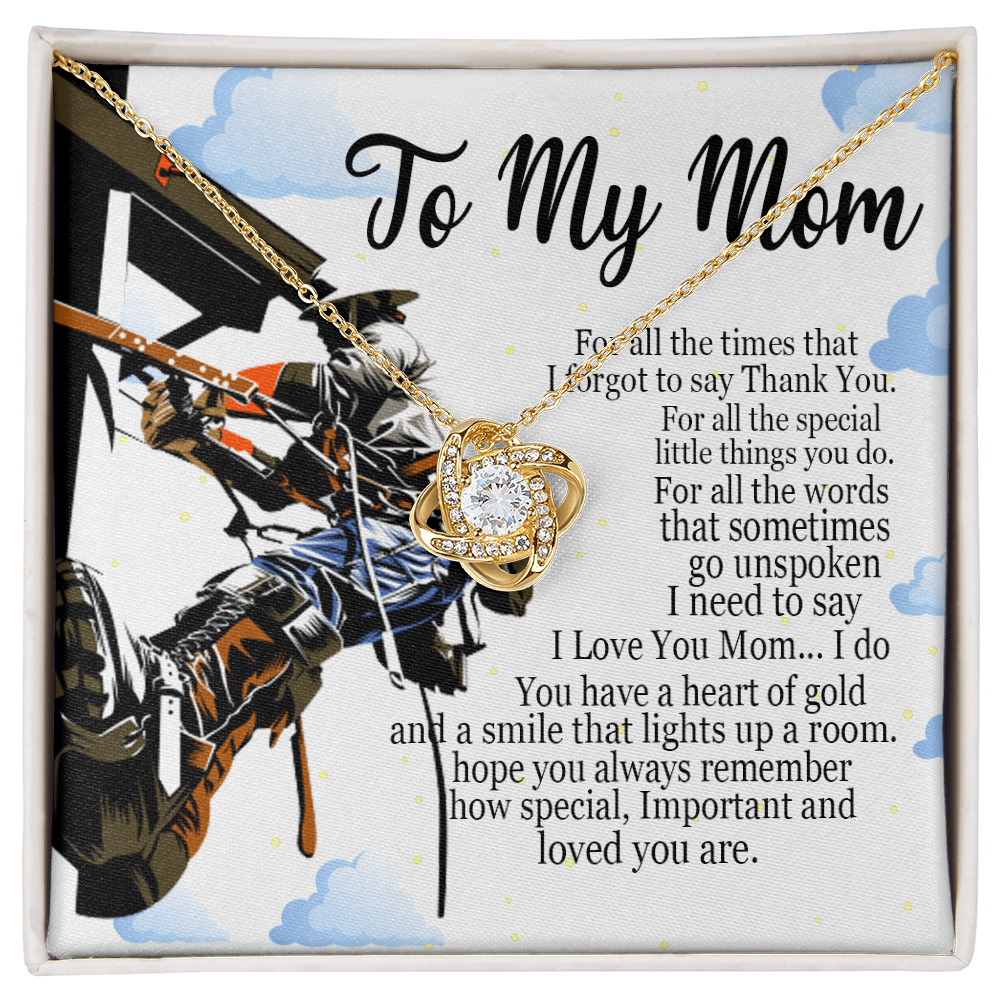 Lineman's Mom Love Knot Necklace Mother Jewelry Mothers Day Gift