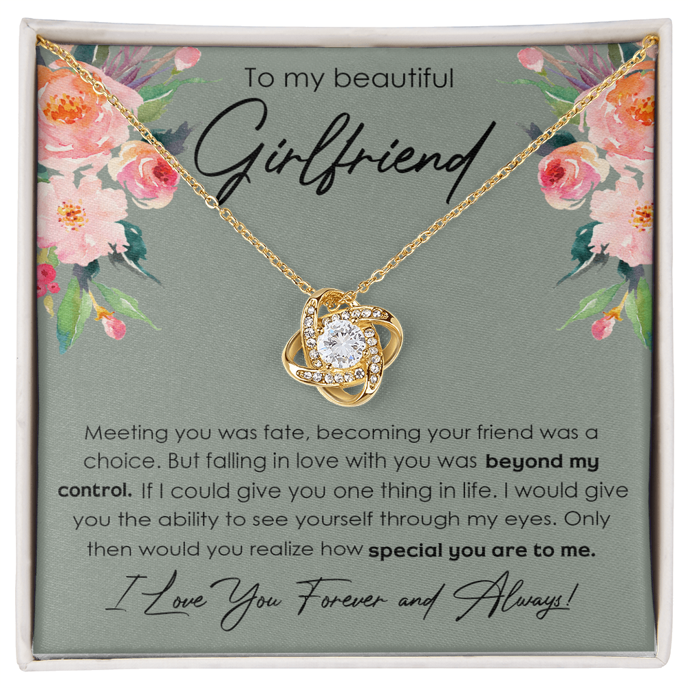 To My Beautiful Girlfriend Love Knot Necklace From Boyfriend, Husband, Beautiful Girlfriend Gift Necklace - Love Knot Pendant Gift For Girlfriend, Soulmate Jewelry Gift To Girlfriend From Boyfriend