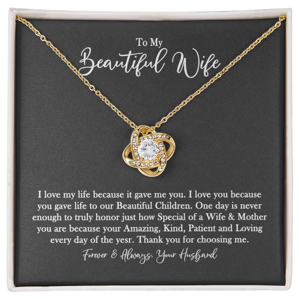 To My Beautiful Wife Necklace From Husband Valentines Day Necklace Gift For Wife, Soulmate Gift Necklace Personalized Gift Jewelry For Women, Romantic Gift Necklace, Because It Gave Me You Necklace