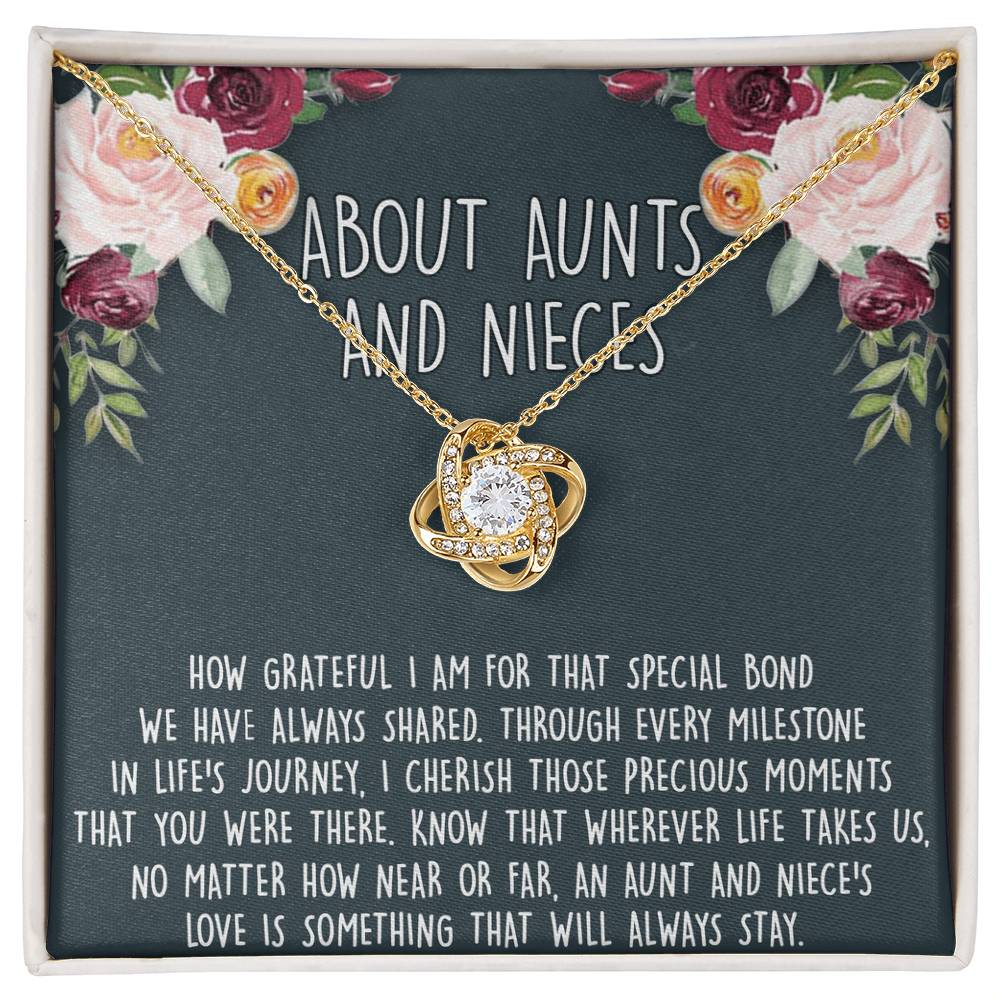 Niece Gifts from Auntie Aunt Gifts from Niece, About Aunt and Niece Love Knot Necklace for Auntie Niece Birthday Gifts Congratulations Gift Necklace, New Aunt Gift Necklace, Jewelry For Women