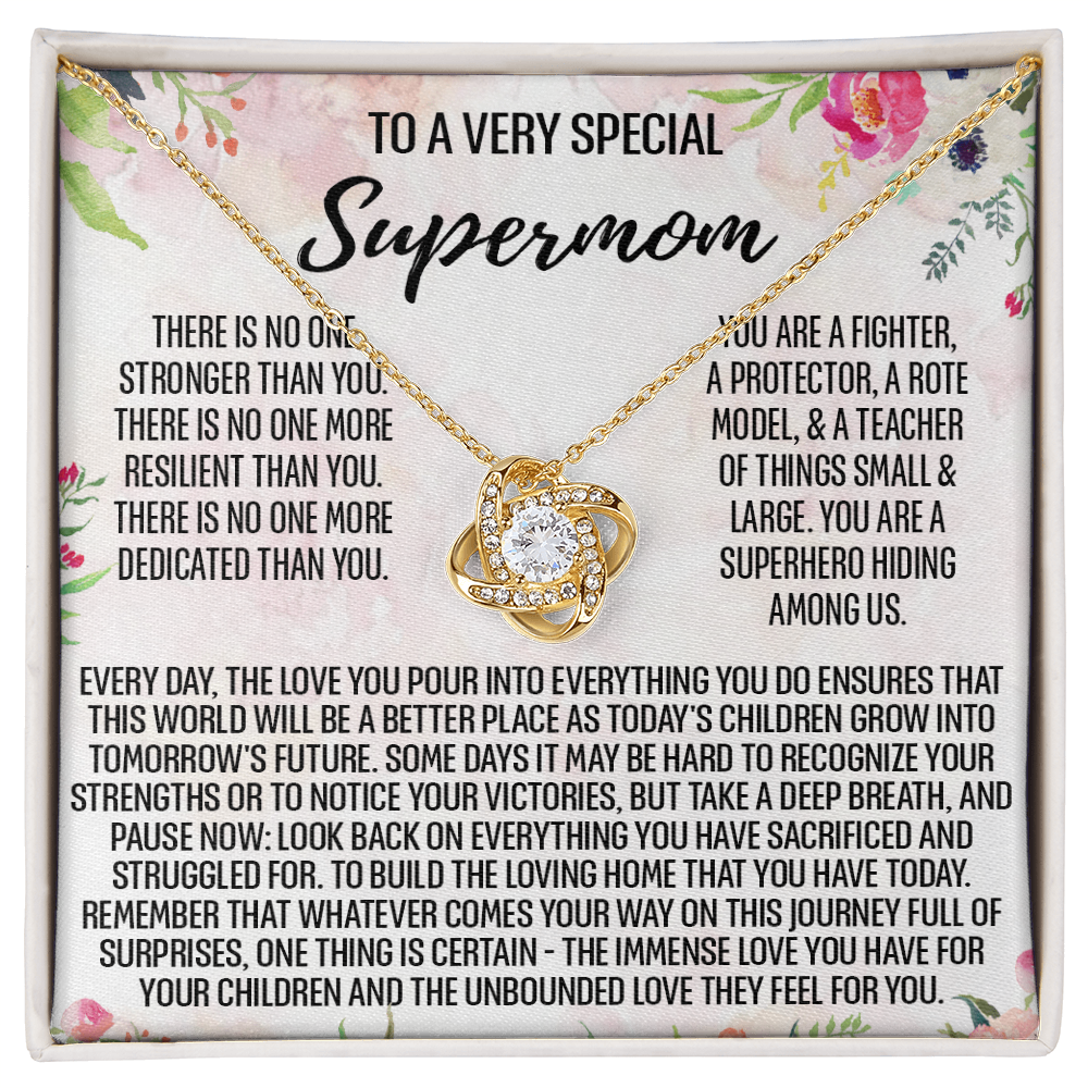 To My Mom Necklace From Daughter, To A Very Special Supermom Mom Love Knot Necklace Gift for Single Mother, Second Mom Gift Necklace, Present for Mom, Gift Necklace Mother's Day Idea Gift For Women