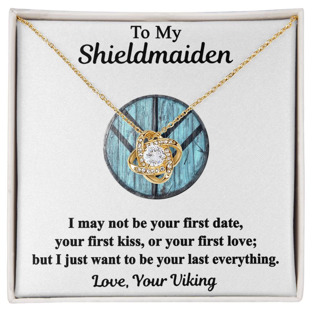 To My Shieldmaiden Necklace From Your Viking - Love Knot Pendant Gift From Wife, Fiancee, To My Shiedmaiden Love Knot Necklace Gift With Message Card and Gift Box, Jewelry Gift Ideas For Women