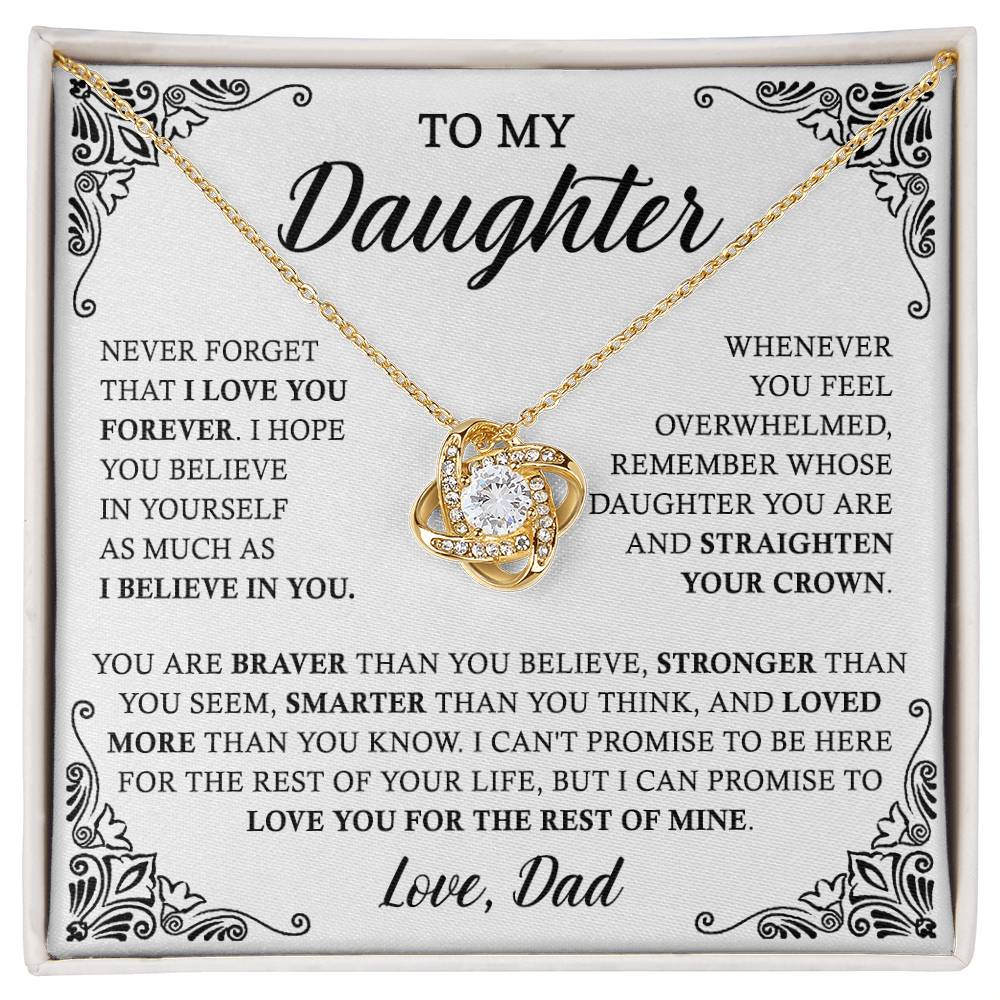 To My Daughter Necklace From Dad, Love Knot Necklace For Daughter, Father Daught