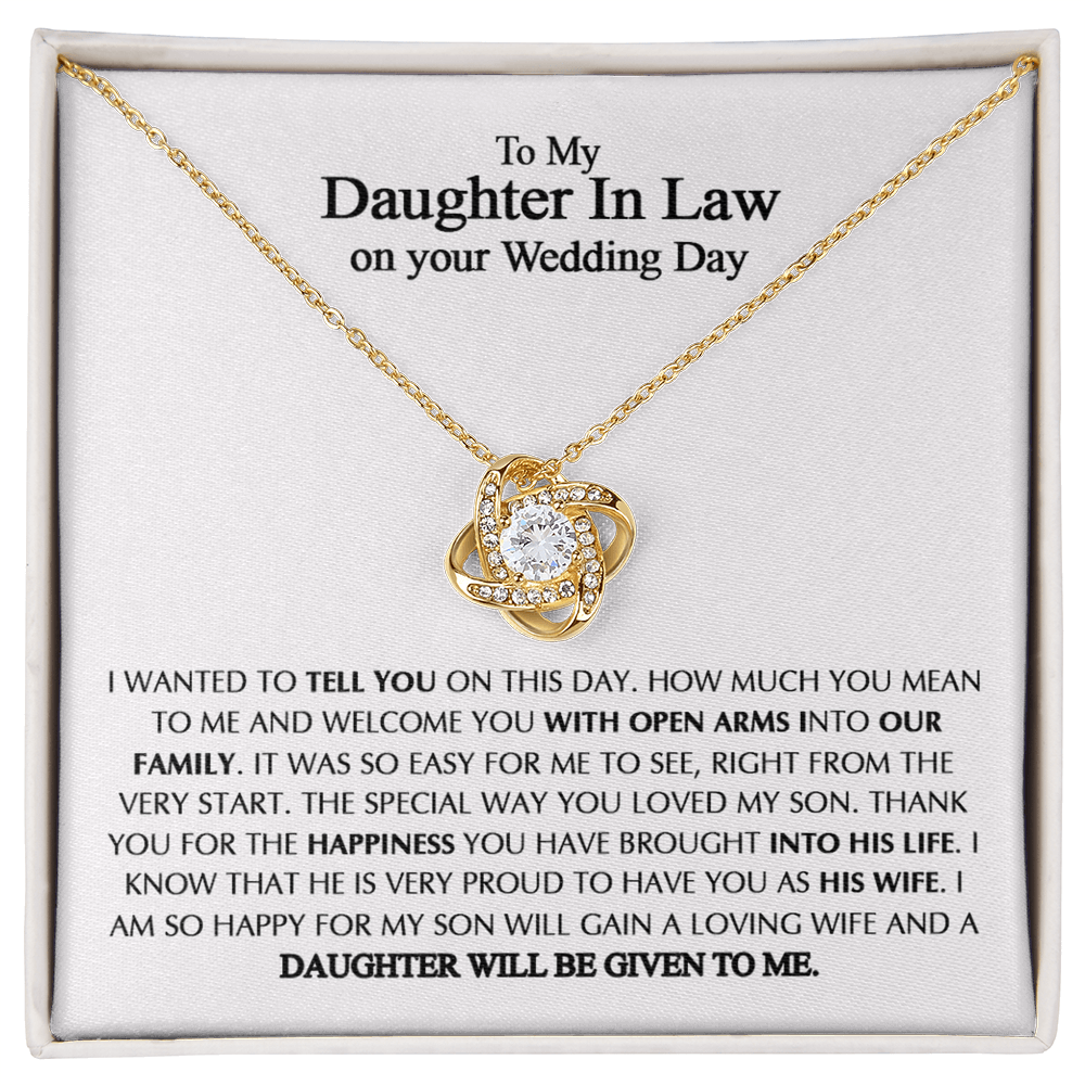 To My Daughter-In-Law On Your Wedding Necklace From Mother In Law, Daughter In Law Gift On Wedding Day, Future Daughter In Law, Bride Gift From Mother In Law - Jewelry Gift For Girls, Little Girls