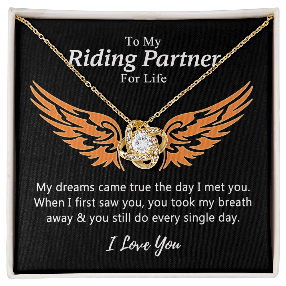 To My Riding Partners For Life Necklace, Gift Necklace For Motorcycle Wife, Love Knot Necklace Gift For Biker Wife, Necklace Gift for Girlfriend, Wife on Valentines Day, Romantic Gift Neklace Birthday
