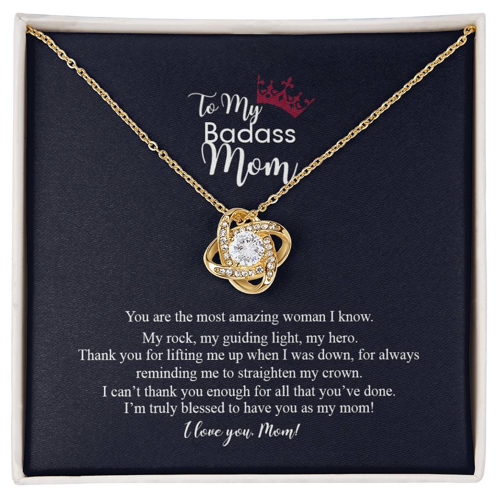 To My Badass Mom Love Knot Necklace, Gift For Mom Mother's Day Birthday Gift