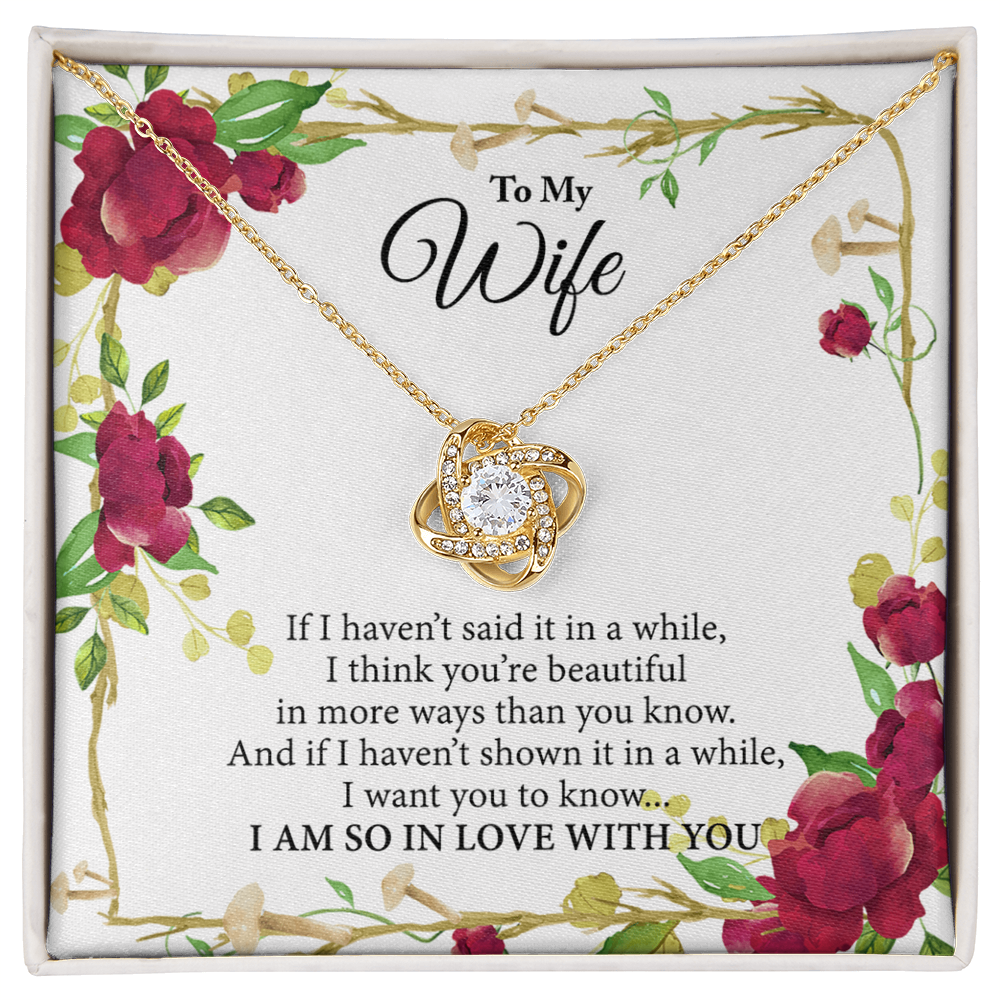 Wife Gift Necklace From Husband, To My Wife Necklace, Wife Love Knot Necklace From Husband, Jewelry Gift For Women Badass Wife Gift Necklace Soulmate Necklace Gift From Men You're Beautiful Necklace
