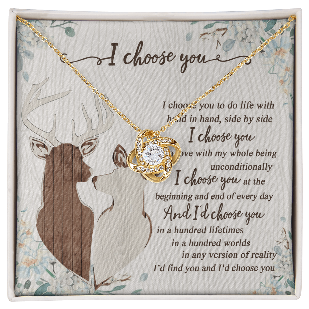 To My Smokin' Hot Doe Necklace From Husband, Boyfriend, I Choose You Hunting Love Knot Necklace Smokin' Hot Gift for Her Romantic, Girlfriend Gift Necklace Soulmate Gift Necklace With Message