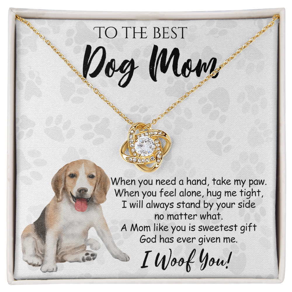 To The Best Dog Mom Knot Lnot Necklace From Daughter Mother's Day Necklace Gift, A Mom Like Beagle Gift Necklace And Message Card Jewelry Gift For Women, Dog Lovers, Beagle Dog Mom Necklace