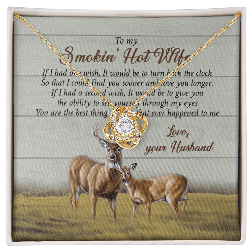 To My Smokin' Hot Wife Necklace From Husband, Love Your Husband Necklace Gift For Wife, Soulmate Gift Necklace Girlfriend Husband To Wife Love Knot Pendant Jewelry Gift For Women, Woman Necklace