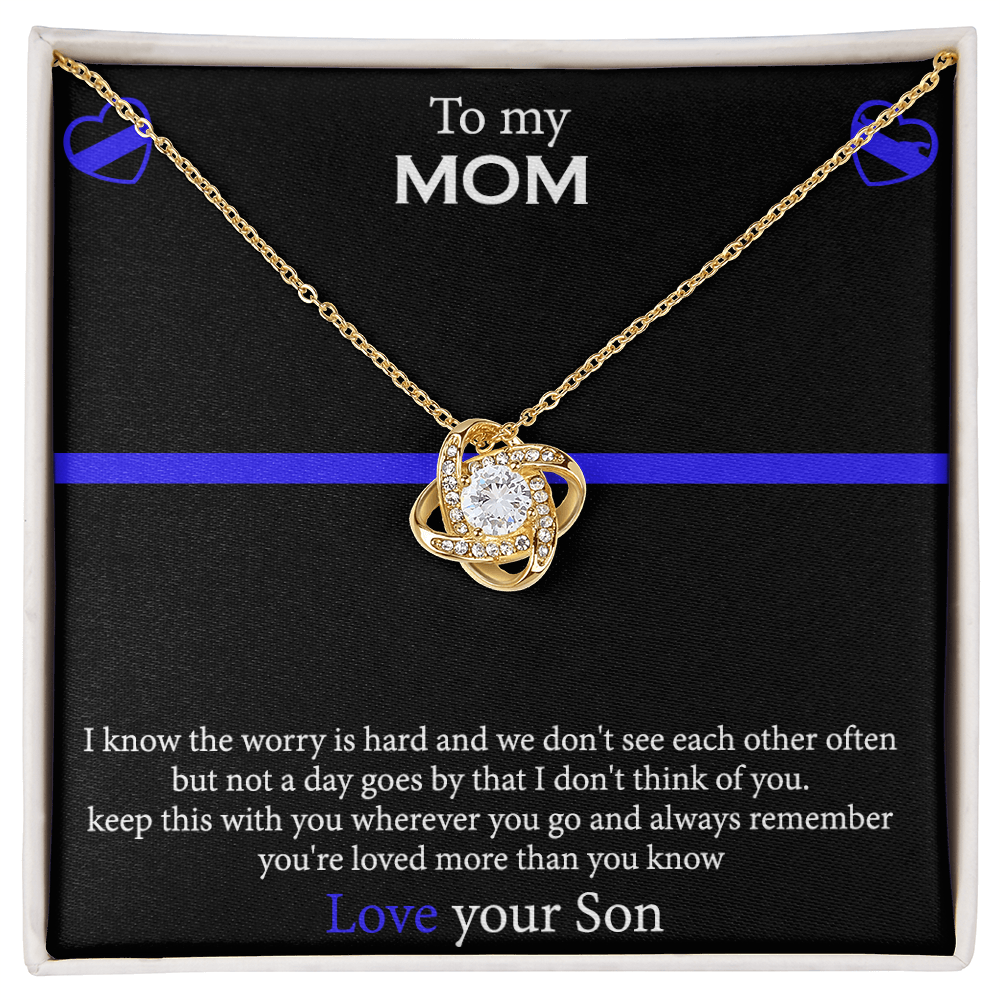 To My Mom Necklace From Son, Mothers Day Necklace Gift For First Mothers Day, Love Your Son Love Knot Necklace Gift For Mom, Best Friend Gifts For Mothers Day Things For Your Mom Jewelry Gift For Mom