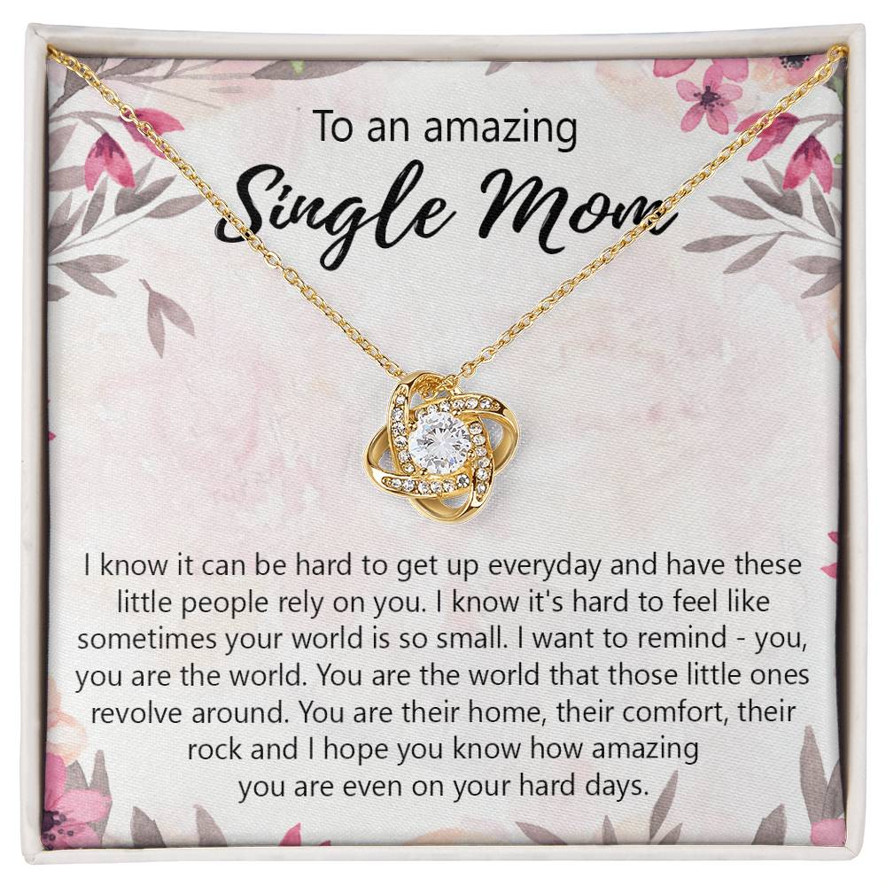 Single Mom Gift Necklace, To An Amazing Single Mom Love Knot Necklace Gift From Daughter In Law, Mother And Daughter Gift Necklace Personalized Gift Pendant, Love Knot Necklace Gift For Mom Penda