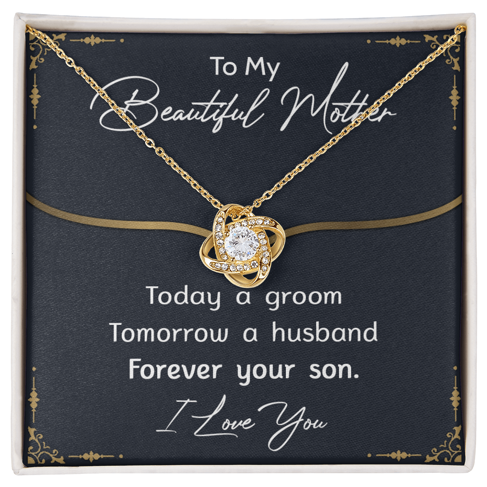 To My Mom Necklace From Son, Mother's Day Necklace Gift For Her, Beautiful Mother Love Knot Necklace Gift For Mom Bonus Mom On Mothers Day, Anniversary, Birthday, Mother And Son Jewelry For Mother