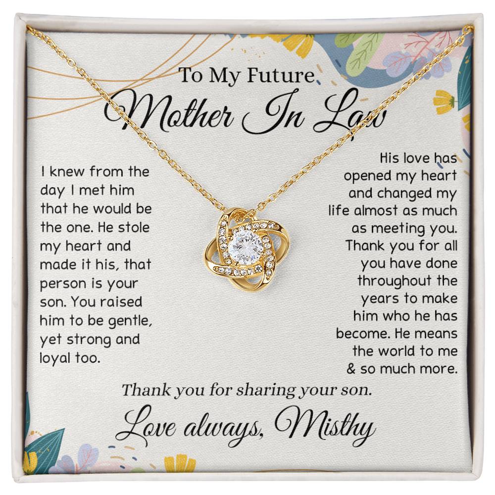 To My Future Mother In Law Necklace, To My Mother In Law Love Knot Necklace Gift From Son, Personalized Gift Necklace for Mother-In-Law From Son, Wedding Gift Necklace Bride Groom To Mother In Law