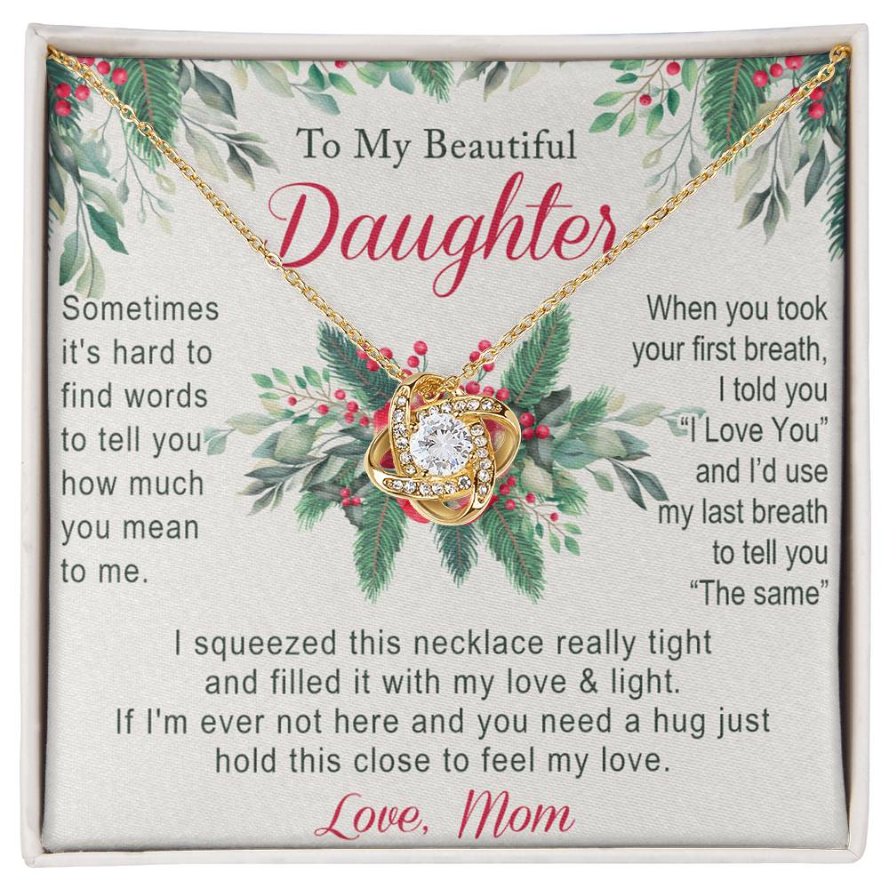 To My Daughter Gift Necklace from Mom Necklace for Daughter Present for Daughter Christmas Day Gift Christmas Necklace Pendant Jewelry for Daughter Christmas Card Jewelry Gift For Girls Little Girl