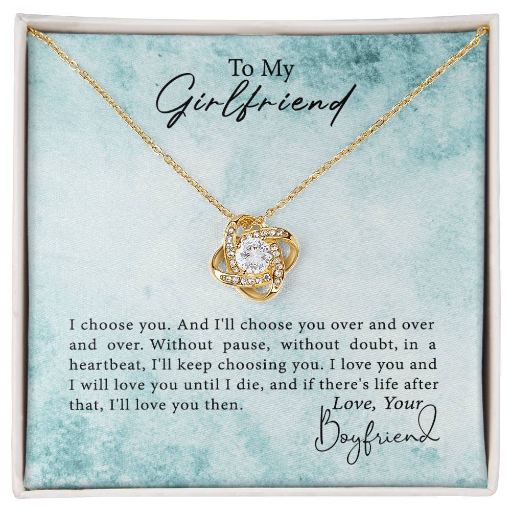 To My Girlfriend Necklace From Boyfriend, Husband, Gift Necklace For Girlfriend I Love You Then - Love Knot Pendant Gift For Girlfriend, Soulmate Necklace To Girlfriend Jewelry Gift For Girls