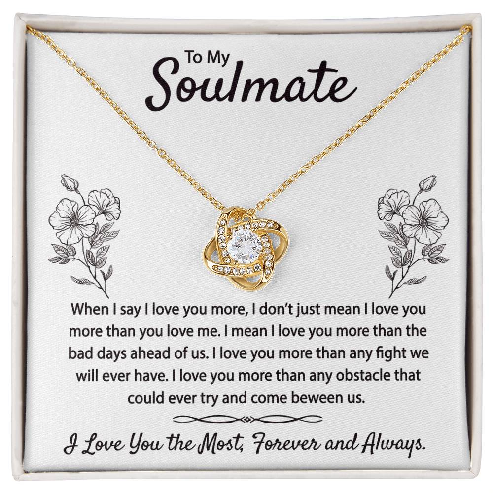 To My Soulmate Necklace From Husband Boyfriend Love Knot Necklace Gift For Soulmate Girlfiend To My Wife Gift Necklace with Message Card Gift Necklace for Her Romantic Girlfriend Gift Necklace