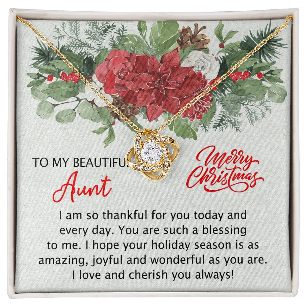To My Beautiful Aunt Christmas Necklace Gift for Aunt from Niece Personalized Aunt Necklace Gift Merry Christmas Day Gift for Aunt Necklace for Aunt from Niece Love Knot Necklace