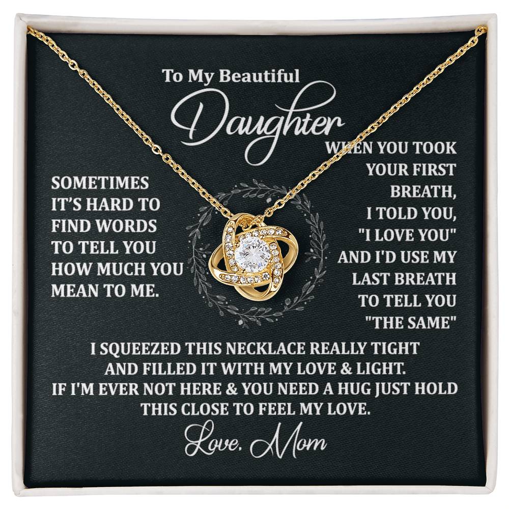 To My Beautiful Daughter Necklace Gift From Mom To Daughter, The Love Knot Necklace, Graduation Gift, Birthday Gift, Mothers Day Jewelry Birthday Gift For Daughter, Mother And Daughter Gift Jewelry