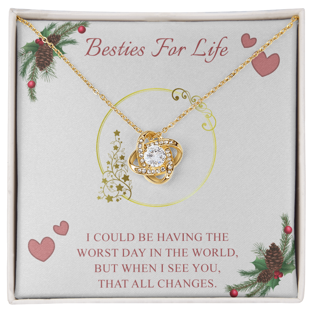 Gifts Necklace For Besties, To My Besties Love Knot Necklace From Friend, Best Friend Birthday Gift Necklace, Long Distance Best Friend Necklace, Besties For Life Necklace Jewelry Gift For Girls