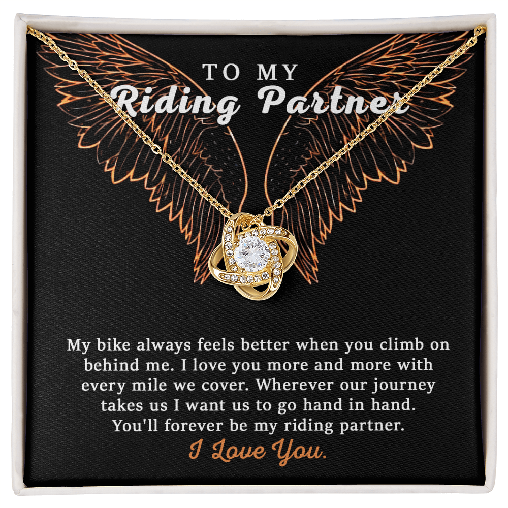 To My Riding Partner Necklace From Husband, Boyfriend, Love Knot Necklace Gift For Riding Partner, Cubic Zirconia Necklace Gift, Bikers Gift Necklace for Her Romantic, Girlfriend Gift Necklace