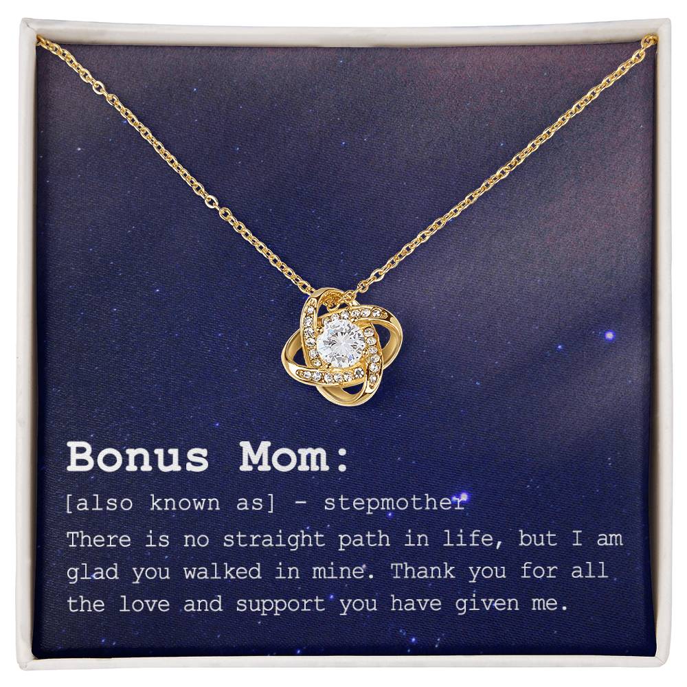 To My Bonus Mom Necklace From Bonus Daughter, Bonus Mom Gift Necklace, Jewelry For Mom, Stepmother Gift Necklace, Love Knot Pendant For Women, Thank You For Mom Card Gift Bonus Mom On Mothers Day