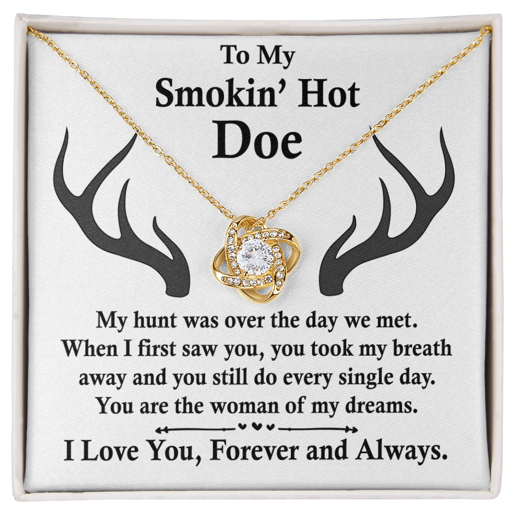 To My Smokin' Hot Doe Necklace Gift From Husband Boyfriend Dreams Love Knot Necklace Gift For Soulmate Wife with Message Card Gift Box Gift Necklace for Her Romantic, Girlfriend Gifts Necklace