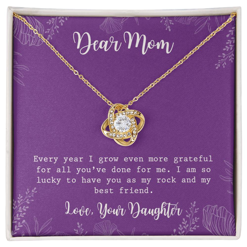 To My Mom Necklace From Daughter, My Best Friend Gift Necklace For Mom On Mothers Day, Birthday Gift Anniversary, Love Knot Pendant Gift For Her, Jewelry For Mom, Dear Mom Gifts Necklace