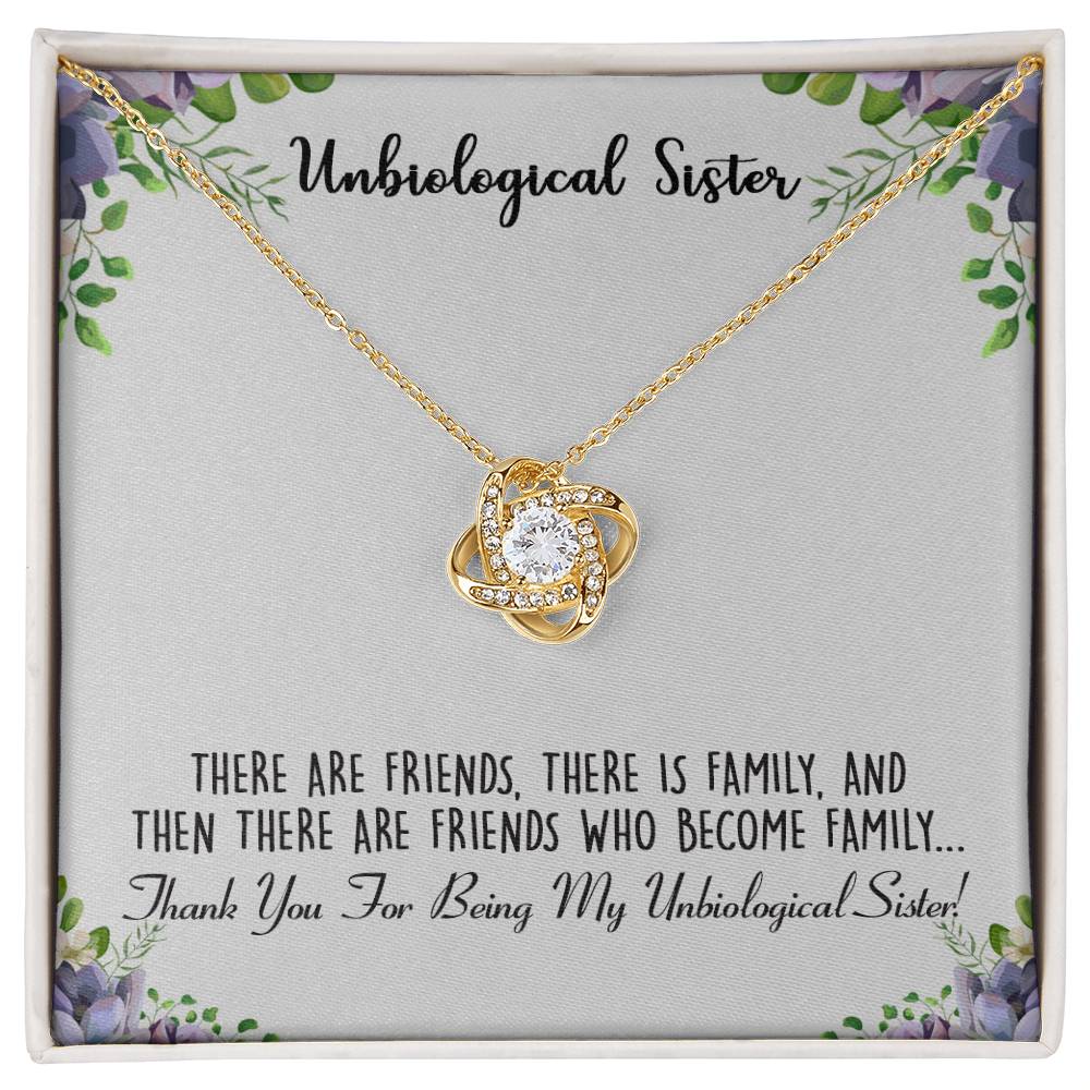 To My Unbiological Sister Love Knot Necklace From Sister, Thank You For Being Sister Gift Necklace, Sister-in-Law Gift Pendant, Love Knot Jewelry Gift For Girls Brother And Unbiological Sister Gifts