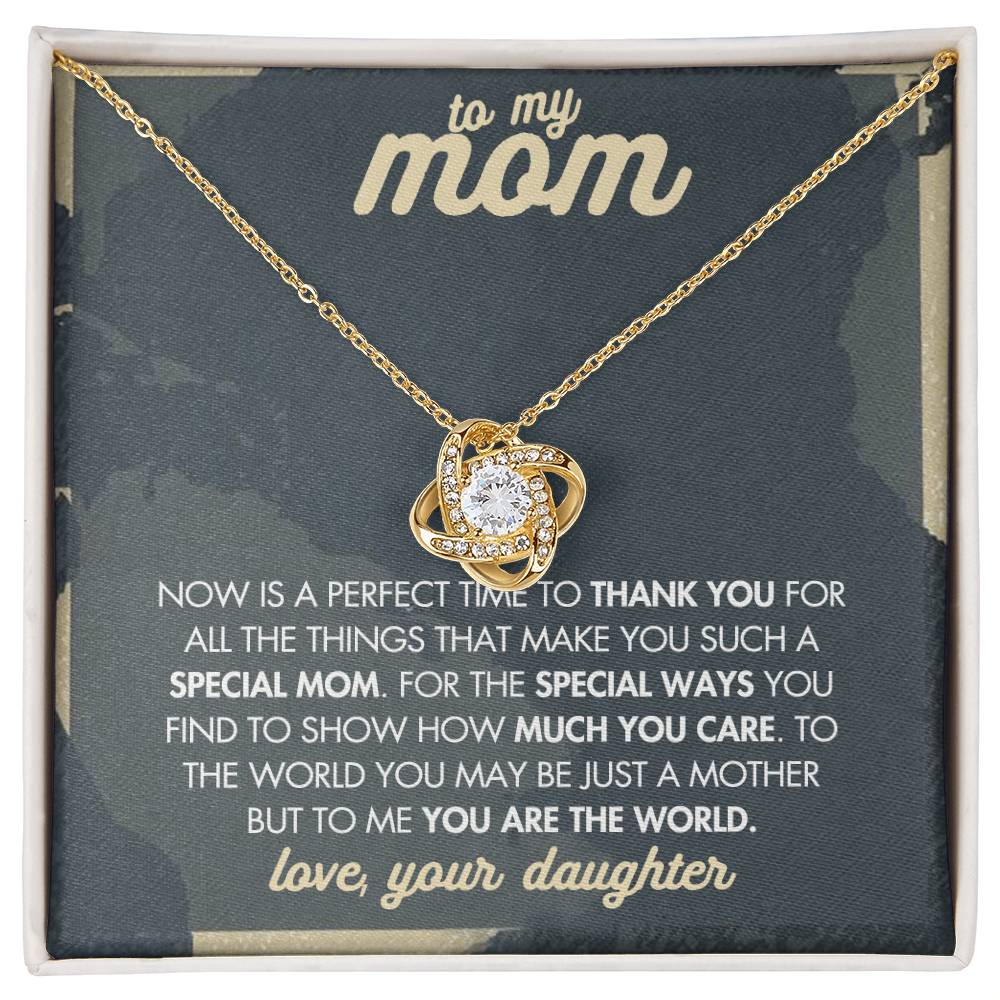 Mother And Daughter Necklace, To My Mom Love Knot Necklace From Daughter, Now Is A Perfect Time To Thank You Necklace Gift For Mom, Mother On Birthday Gift Anniversary Wedding Day Necklace For Mom