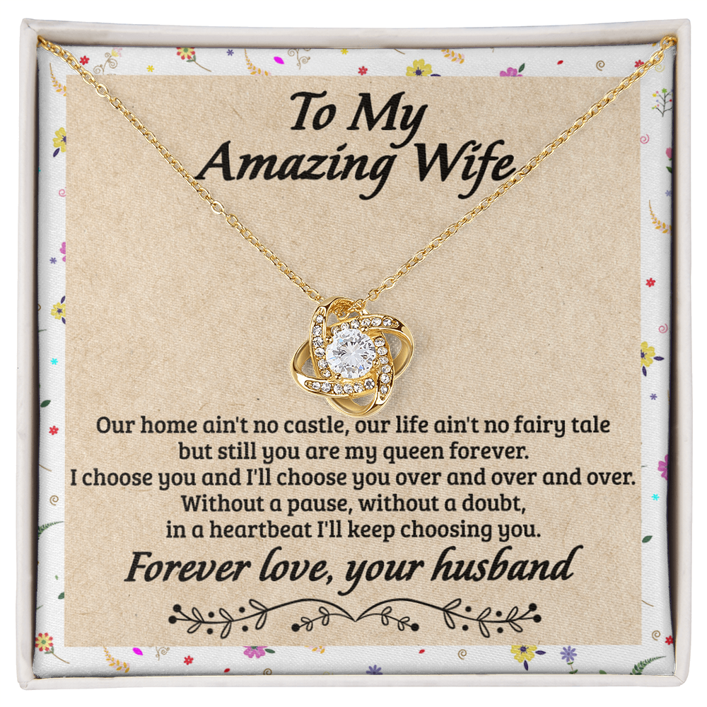 To My Wife Necklace From Husband, Amazing Wife Gift Necklace, Husband And Wife Love Knot Necklace - Necklace For Amazing  Wife From Husband, Wife Necklace On Anniversary, Valentine Day, Christmas