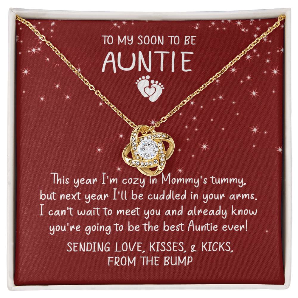 Auntie Pregnancy Announcement Gift Necklace, Christmas Necklace From Bump To Aunt-to-be, To My Soon To Be Auntie Love Knot Necklace, Gift from The Bump, Soon To Be Aunt Gift, Jewelry For Women