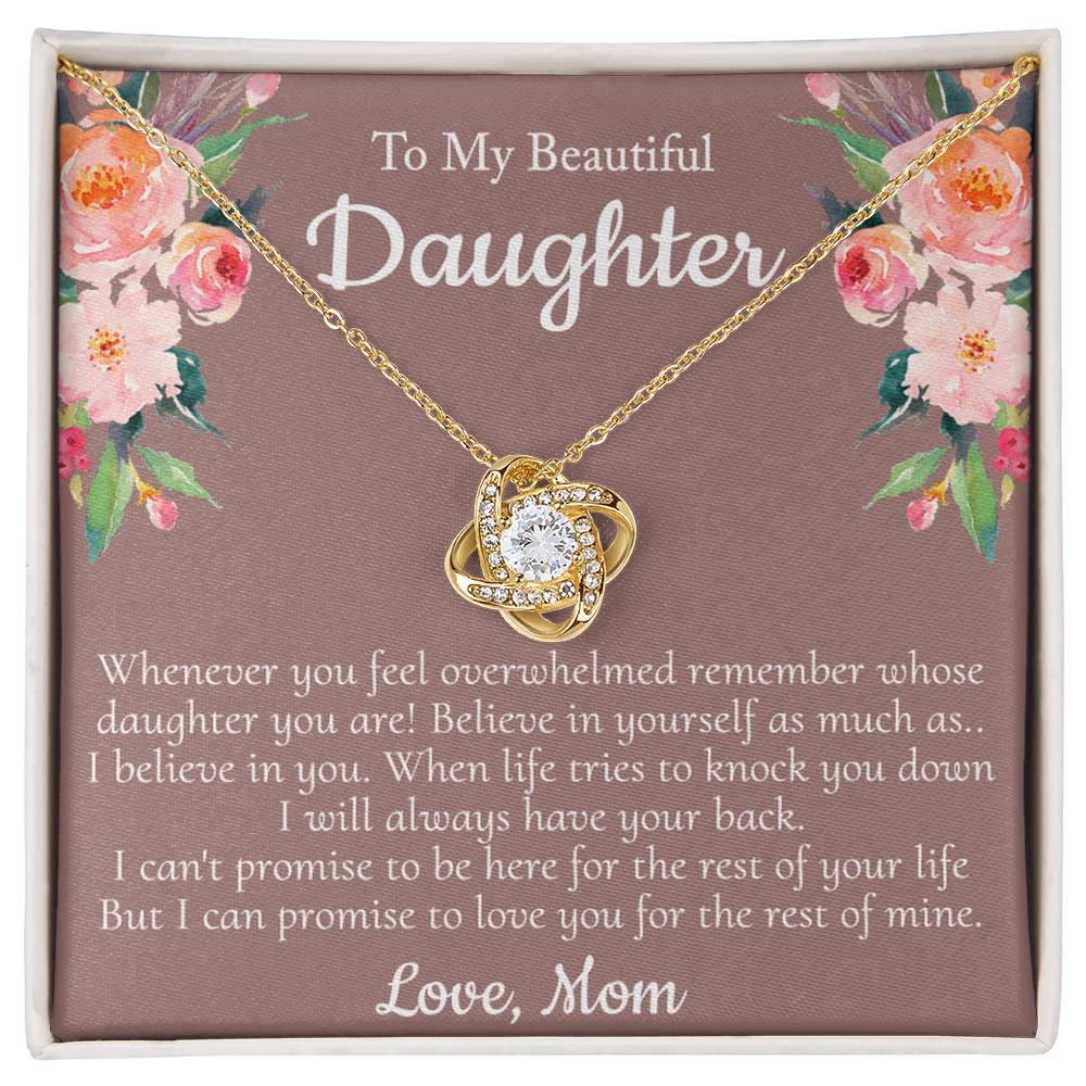 To My Beautiful Daughter Necklace From Mom With Thoughtful Card Box Gift, Necklace for Daughter from Mom Gifts Jewelry for Girls, Her Little Girl Necklace,  Mother To Daughter Gift Necklace