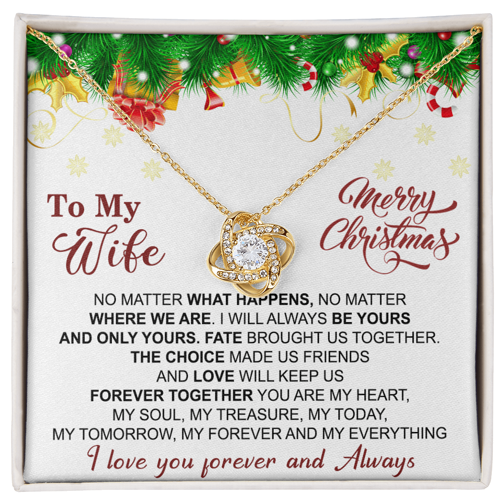 Gift Christmas Necklace For Wife, To My Wife Necklace From Husband, Love Knot Jewelry Gift For Wife, Husband To Wife Love Knot Pendant For Wife Jewelry Gift For Women Merry Christmas Necklace